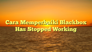 Cara Memperbaiki Blackbox Has Stopped Working