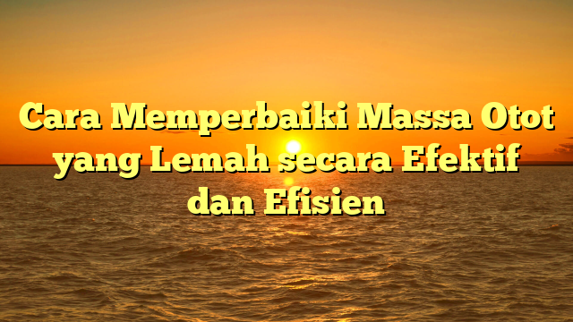 Cara Memperbaiki Massa Otot yang Lemah secara Efektif dan Efisien